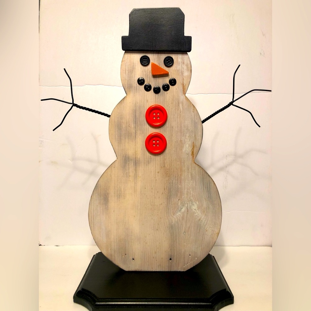 Snowman Christmas decor, farmhouse, hand crafted, reclaim materials, rustic